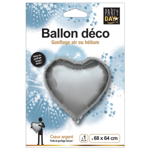BALLON CŒUR ARGENT