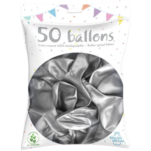 Ballons couleurs méallisés biodégradables x 50 Argent