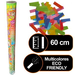 Canon à confettis Manuel 60 cm Rectangles et Serpentins Multicolores Eco Friendly