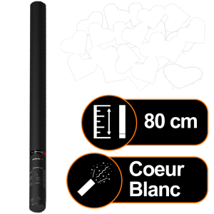 Canon à confettis manuel 80 cm Coeurs Blancs