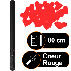 Canon à confettis manuel 80 cm Coeurs Rouges