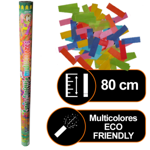 Canon à confettis Manuel 80 cm Rectangles et Serpentins Multicolores Eco Friendly