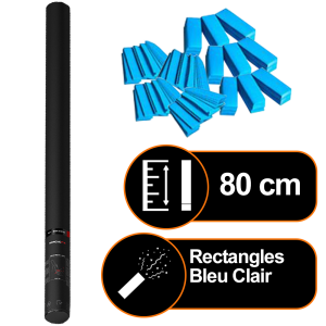 Canon à confettis manuel 80 cm Rectangles Bleu Clair