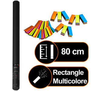 Canon à confettis manuel 80 cm Rectangles et Serpentins Multicolores
