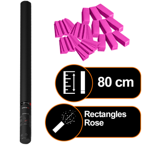 Canon à confettis manuel 80 cm Rectangles Rose