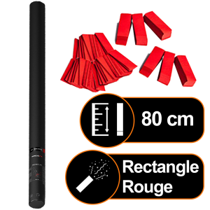 Canon à confettis manuel 80 cm Rectangles Rouges