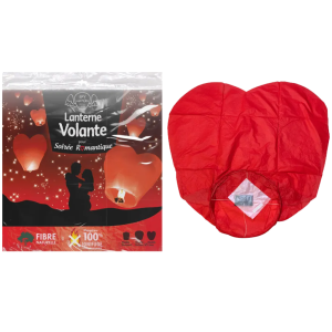 Lanterne Volante biodégradable Coeur Rouge